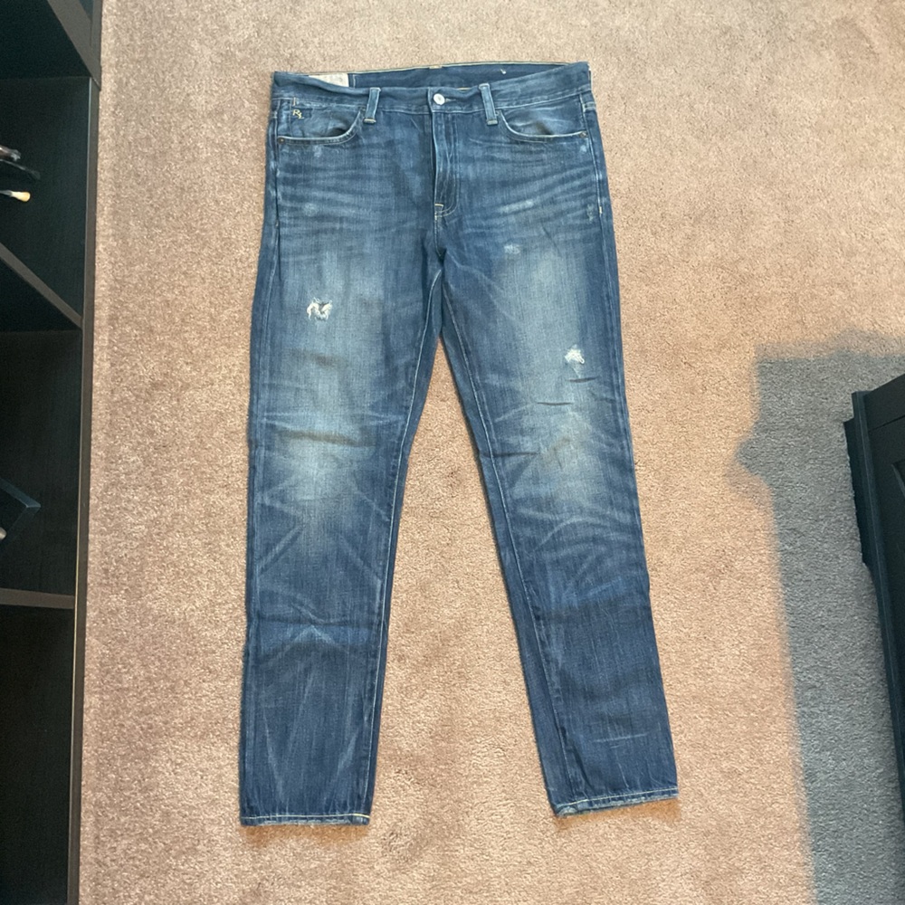 Ralph Lauren Women's Distressed Medium Blue Boyfriend Jeans